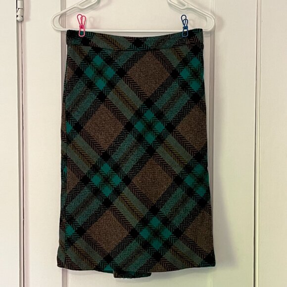 L.A.M.B. Gwen Stefani 100% wool plaid pencil skirt academia classic designer ASO - Picture 1 of 12